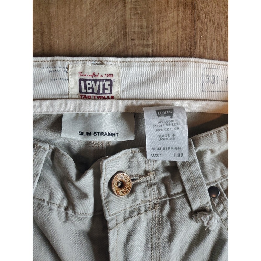 Levis Tab Twills Slim Straight Denim Pants Men's 31x32 Beige‎ 100% Cotton Jeans - Picture 6 of 7